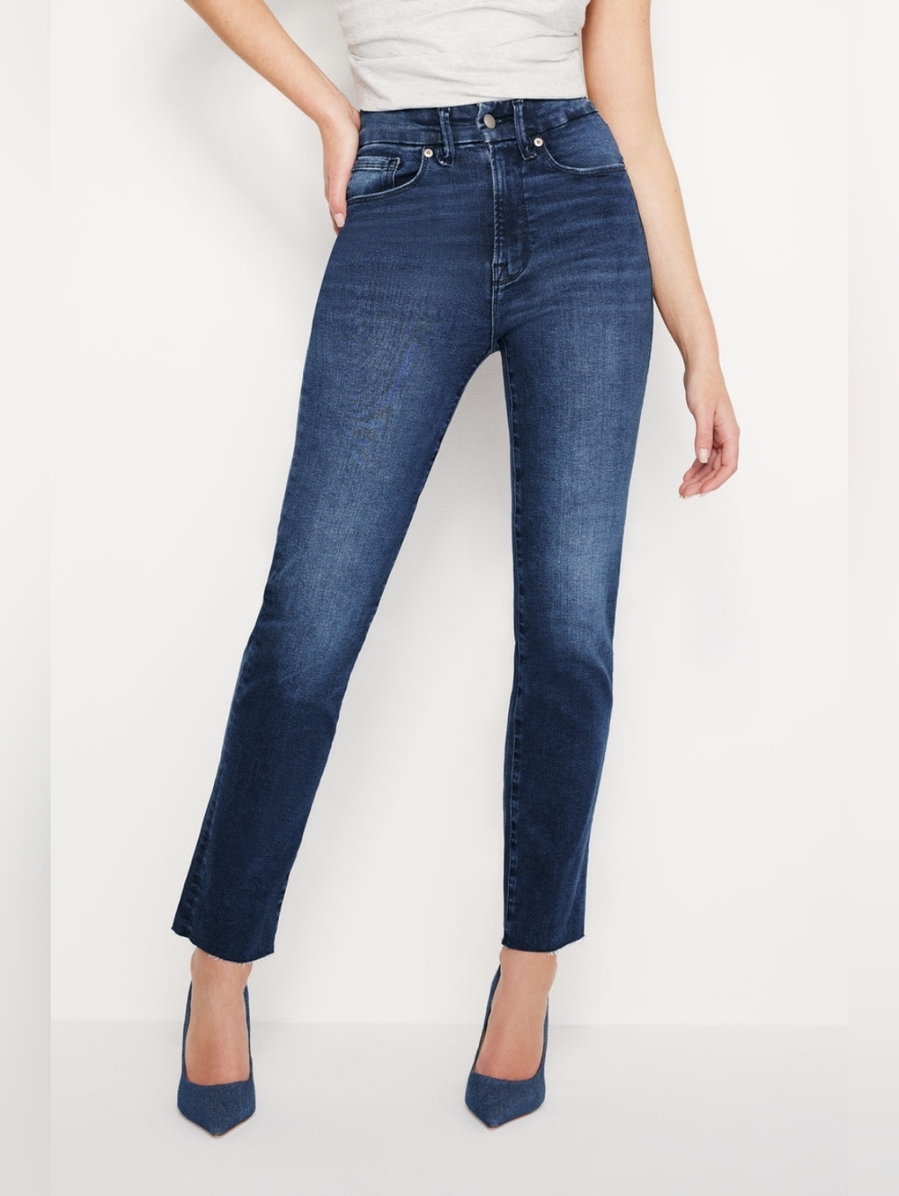 Good American Good Fit High Rise Straight Jeans Dark Wash Size 20